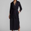 Navy Women’s Ralph Lauren Belted Wool-Blend Dress