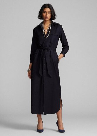 Navy Women’s Ralph Lauren Belted Wool-Blend Dress Navy Women’s Ralph Lauren Belted Wool-Blend Dress