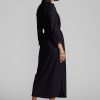 Navy Women’s Ralph Lauren Belted Wool-Blend Dress