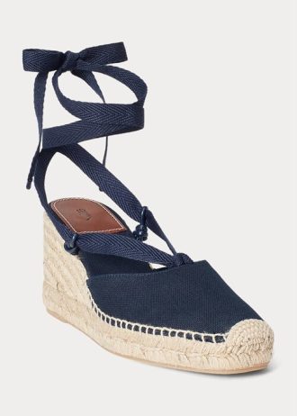 Navy Women’s Ralph Lauren Canvas Wedge Espadrille