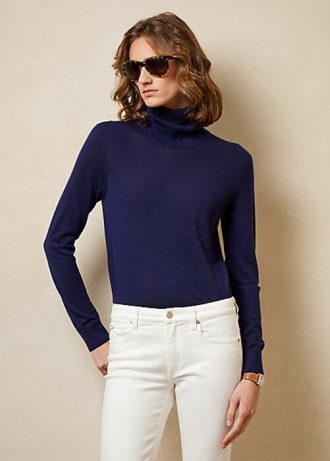 Navy Women’s Ralph Lauren Cashmere Turtleneck Sweaters