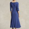 Navy Women’s Ralph Lauren Cotton Boatneck Midi Dress