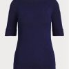 Navy Women’s Ralph Lauren Cotton Boatneck   Tops