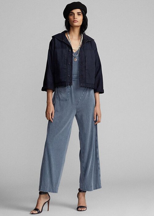 Navy Women’s Ralph Lauren Cropped Indigo Cotton-linen Jackets Navy Women’s Ralph Lauren Cropped Indigo Cotton-linen Jackets