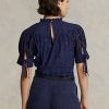 Navy Women’s Ralph Lauren Eyelet-Embroidered Cotton Tops Navy Women’s Ralph Lauren Eyelet-Embroidered Cotton Tops