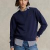 Navy Women’s Ralph Lauren Fleece Crewneck Pullover Sweatshirts