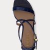 Navy Women’s Ralph Lauren Gabriele Embossed Leather Sandals
