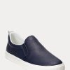 Navy Women’s Ralph Lauren Haddley Logo Leather Slip-On Sneakers Navy Women’s Ralph Lauren Haddley Logo Leather Slip-On Sneakers