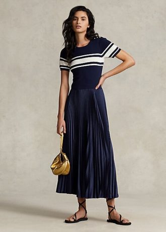 Navy Women’s Ralph Lauren Hybrid-Pleated Dress Navy Women’s Ralph Lauren Hybrid-Pleated Dress