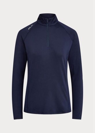 Navy Women’s Ralph Lauren Jersey Quarter-zip Pullover Sweatshirts