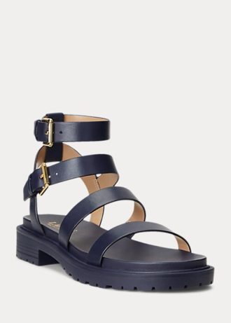 Navy Women’s Ralph Lauren Kayleen Nappa Leather Sandals