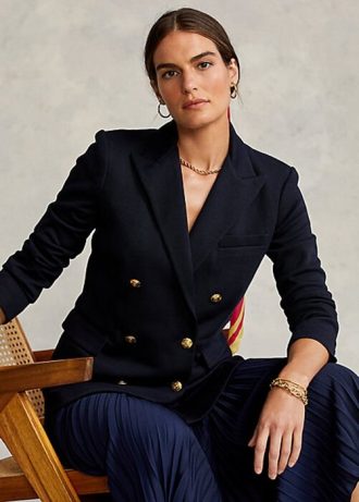 Navy Women’s Ralph Lauren Knit Double-Breasted Blazers