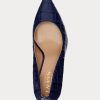 Navy Women’s Ralph Lauren Lanette Embossed Leather Heels