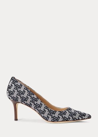 Navy Women’s Ralph Lauren Lanette Monogram Jacquard Heels