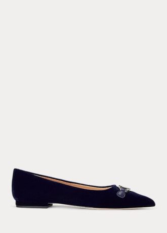 Navy Women’s Ralph Lauren Lilah Velvet Ballet Flat Shoes Navy Women’s Ralph Lauren Lilah Velvet Ballet Flat Shoes