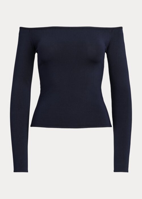 Navy Women’s Ralph Lauren Mulberry Silk Off-the-Shoulder Sweaters Navy Women’s Ralph Lauren Mulberry Silk Off-the-Shoulder Sweaters