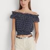 Navy Women’s Ralph Lauren Polka-dot Off-the-shoulder Blouse Shirts Navy Women’s Ralph Lauren Polka-dot Off-the-shoulder Blouse Shirts