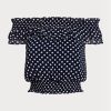 Navy Women’s Ralph Lauren Polka-dot Off-the-shoulder Blouse Tops Navy Women’s Ralph Lauren Polka-dot Off-the-shoulder Blouse Tops
