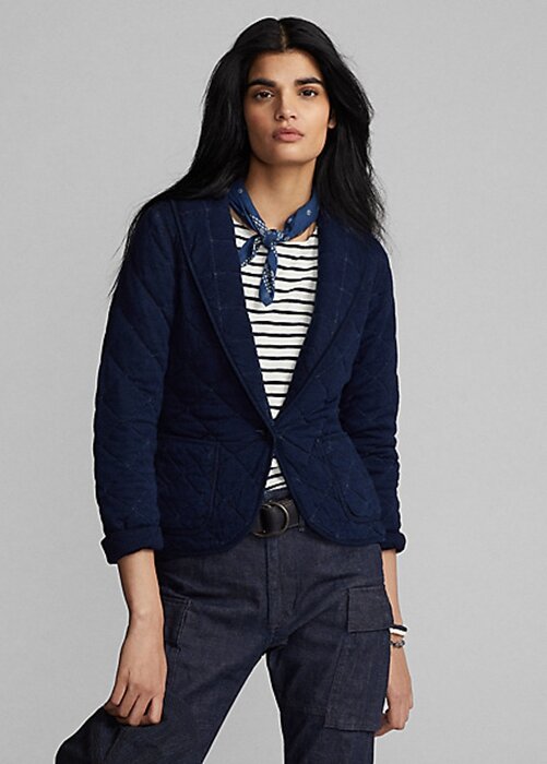 Navy Women’s Ralph Lauren Quilted Indigo Jersey Jackets Navy Women’s Ralph Lauren Quilted Indigo Jersey Jackets