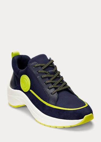 Navy Women’s Ralph Lauren Reaghan Leather & Suede Sneakers