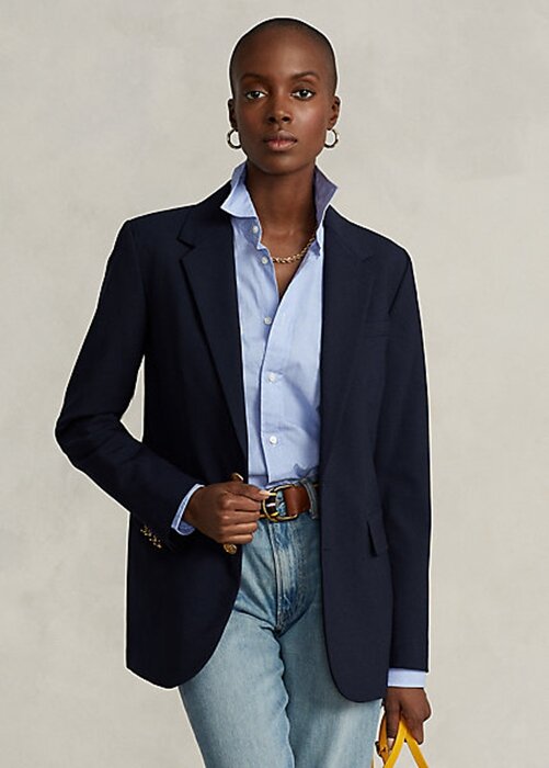 Navy Women’s Ralph Lauren Stretch Two-Button Blazers Navy Women’s Ralph Lauren Stretch Two-Button Blazers
