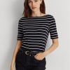 Navy Women’s Ralph Lauren Striped Boatneck   Tops