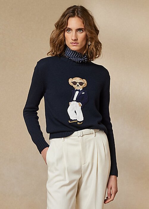 Navy Women’s Ralph Lauren Tuxedo Bear Cotton Sweaters Navy Women’s Ralph Lauren Tuxedo Bear Cotton Sweaters