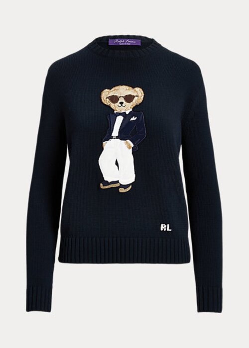 Navy Women’s Ralph Lauren Tuxedo Bear Cotton Sweaters Navy Women’s Ralph Lauren Tuxedo Bear Cotton Sweaters
