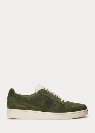 Olive Men’s Ralph Lauren Court Suede Low-Top Sneakers