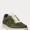 Olive Men’s Ralph Lauren Court Suede Low-Top Sneakers