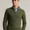 Olive Men’s Ralph Lauren Mesh-knit Cotton Quarter-zip Jumper  Sweaters
