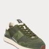 Olive Men’s Ralph Lauren Train 89 Suede-Panelled Sneakers