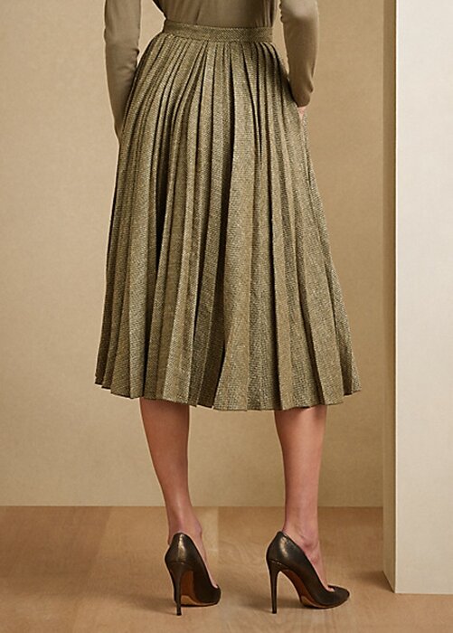Olive Women’s Ralph Lauren Arnav Pleated Broken-Twill Skirts Olive Women’s Ralph Lauren Arnav Pleated Broken-Twill Skirts
