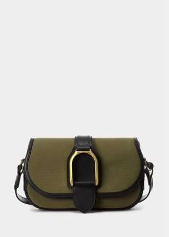 Olive Women’s Ralph Lauren Canvas & Calfskin Welington Shoulder Bags