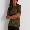 Olive Women’s Ralph Lauren Ocelot-Print Cotton Boatneck Tops Olive Women’s Ralph Lauren Ocelot-Print Cotton Boatneck Tops