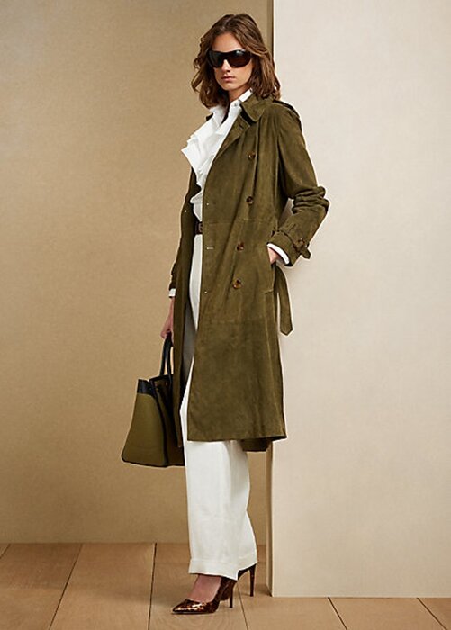 Olive Women’s Ralph Lauren Romilly Lamb-Suede Coats Olive Women’s Ralph Lauren Romilly Lamb-Suede Coats