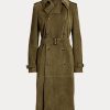 Olive Women’s Ralph Lauren Romilly Lamb-Suede Coats Olive Women’s Ralph Lauren Romilly Lamb-Suede Coats