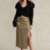 Olive Women’s Ralph Lauren Ruched Tie-detail Satin Skirts Olive Women’s Ralph Lauren Ruched Tie-detail Satin Skirts