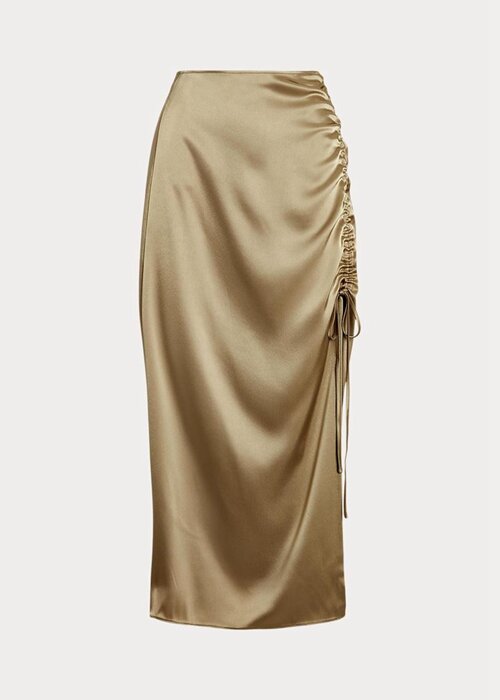 Olive Women’s Ralph Lauren Ruched Tie-detail Satin Skirts Olive Women’s Ralph Lauren Ruched Tie-detail Satin Skirts