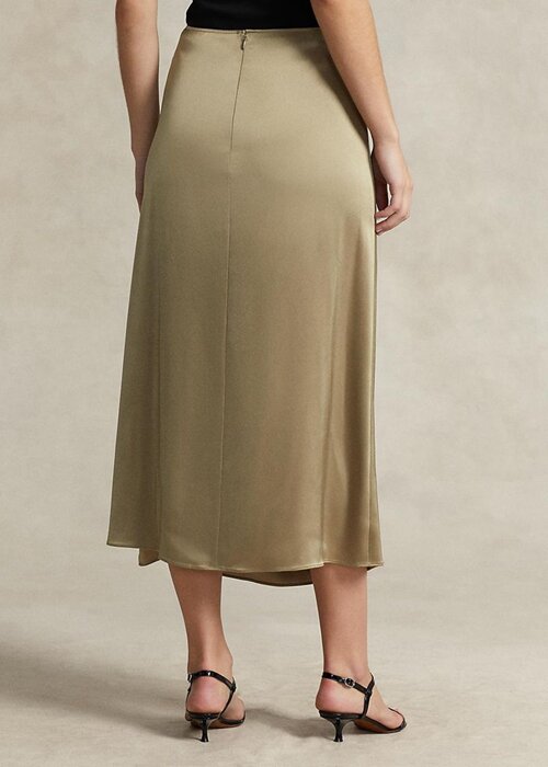 Olive Women’s Ralph Lauren Ruched Tie-detail Satin Skirts Olive Women’s Ralph Lauren Ruched Tie-detail Satin Skirts