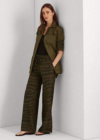 Olive Women’s Ralph Lauren Zebra-Print Crepe Wide-Leg Pants