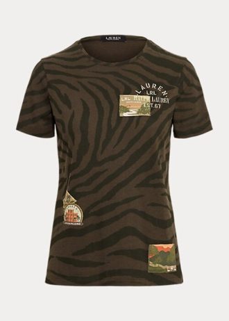 Olive Women’s Ralph Lauren Zebra-Print Jersey T Shirts