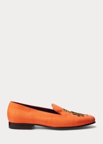 Orange Men’s Ralph Lauren Alonzo Embroidered Linen Dress Shoes