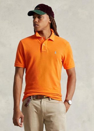 Orange Men’s Ralph Lauren Custom Slim Fit Mesh Polo Shirts
