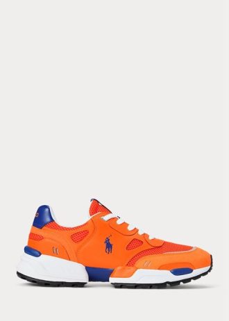 Orange / Royal Men’s Ralph Lauren Jogger Suede & Mesh Sneakers