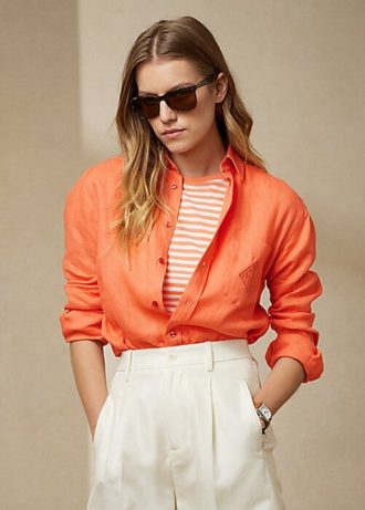 Orange Women’s Ralph Lauren Adrien Linen Shirts