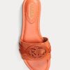 Orange Women’s Ralph Lauren Alegra Crocodile-Embossed Leather Flat Shoes