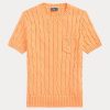 Orange Women’s Ralph Lauren Cable-Knit Cotton Short-Sleeve Sweaters Orange Women’s Ralph Lauren Cable-Knit Cotton Short-Sleeve Sweaters