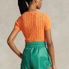 Orange Women’s Ralph Lauren Cable-Knit Cotton Short-Sleeve Sweaters Orange Women’s Ralph Lauren Cable-Knit Cotton Short-Sleeve Sweaters