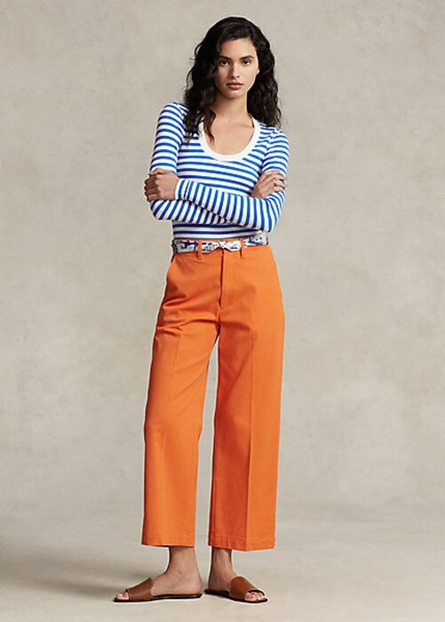 Orange Women’s Ralph Lauren Chino Wide-Leg Pants Orange Women’s Ralph Lauren Chino Wide-Leg Pants
